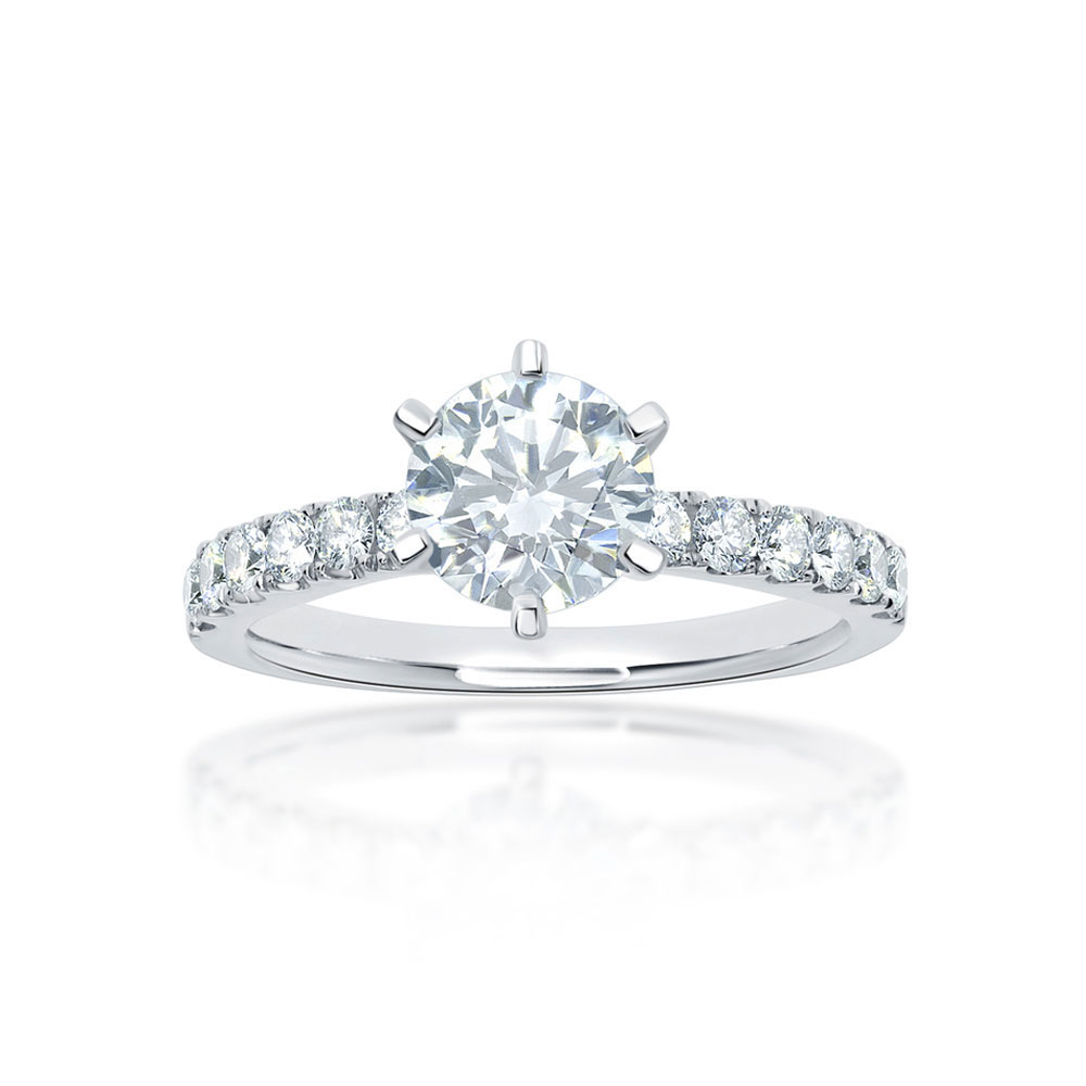 Six claw round brilliant cut engagement ring | Temple & Grace AU