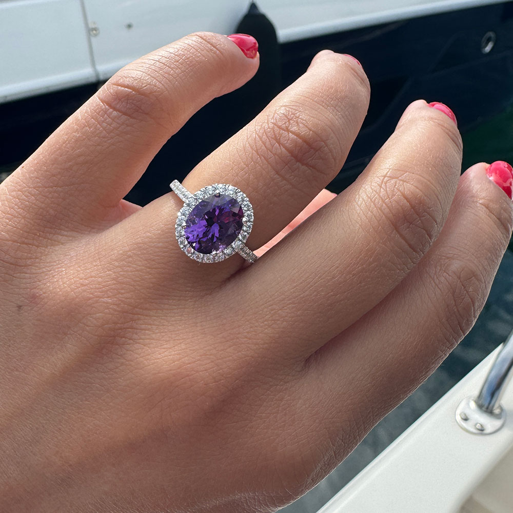 Amethyst shops with diamond ring