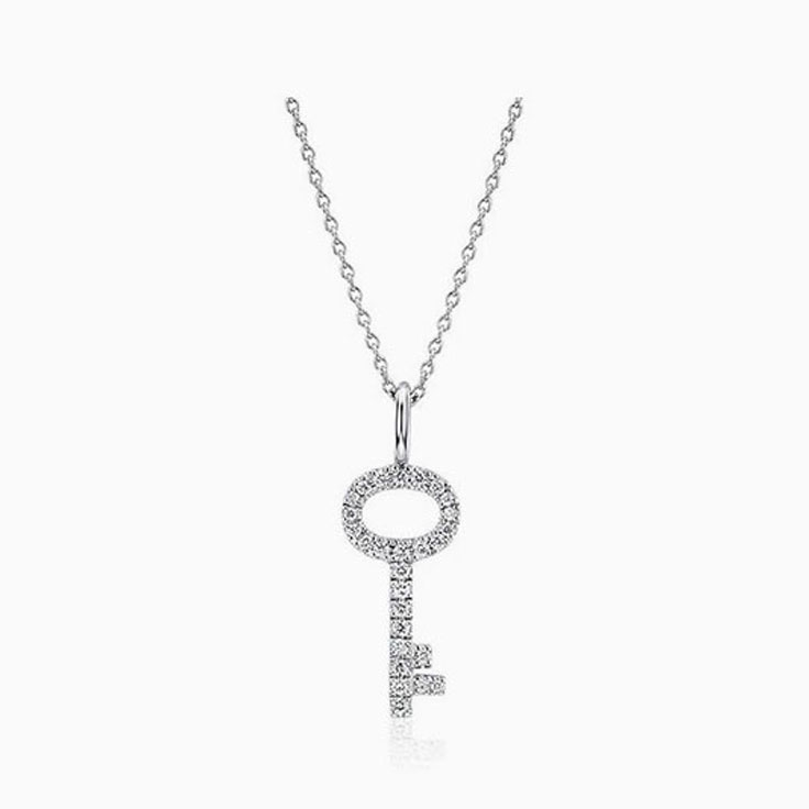 White gold deals diamond key necklace