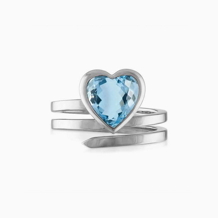 Blue diamond store heart ring